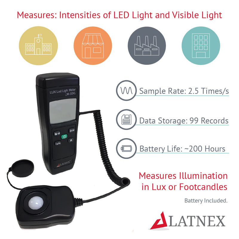 LUX Led Light Meter LM-50KL Light Meters - LATNEX
