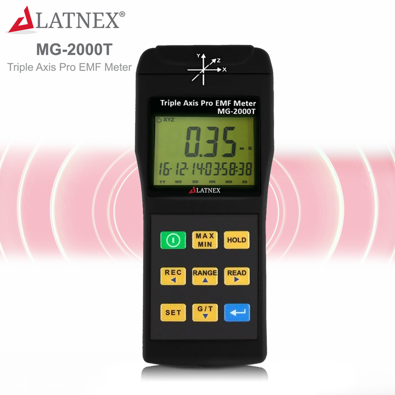 LATNEX® MG-2000TD Triple Axis Gauss Meter with Datalogger