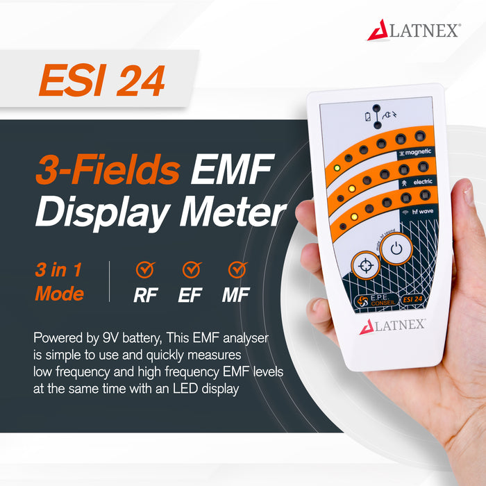 ESI 24 EMF 3-Fields Display Meter for RF, Magnetic, and Electric Fields 50MHz - 10GHz