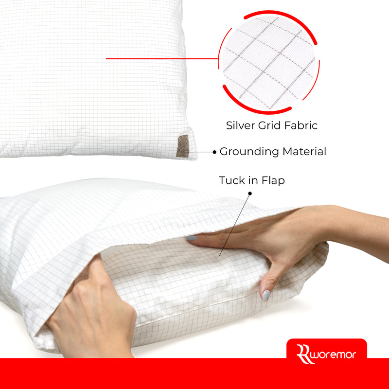 Earthing & EMF Protection Silver Grid Pillowcase for Low Frequency Radiation