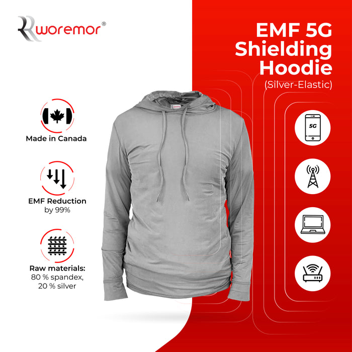 EMF 5G Shielding Hoodie (Silver-Elastic)