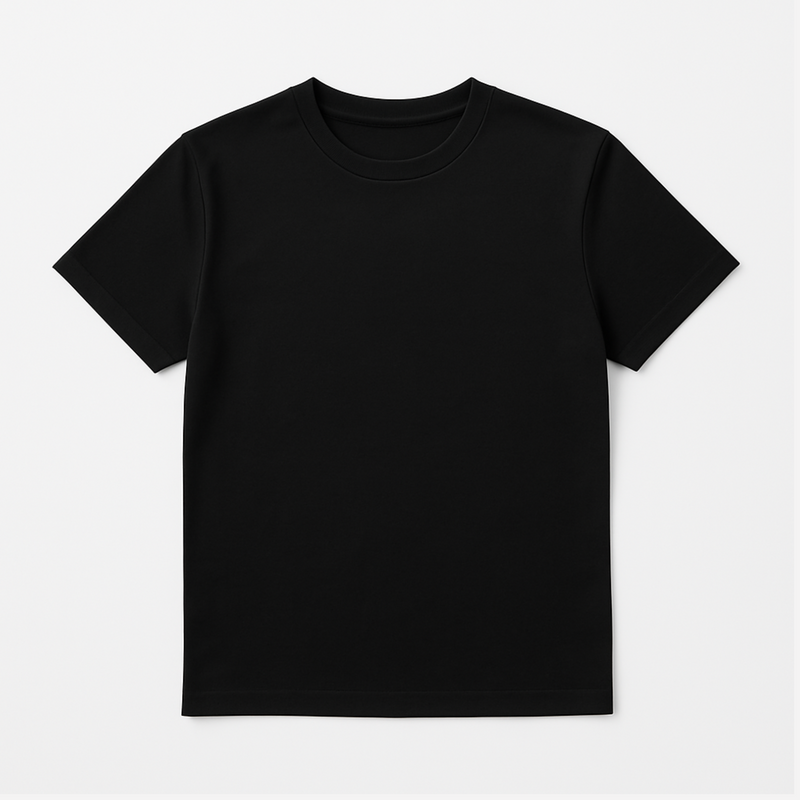 Black EMF and 5G shielding T-shirt for men, flat lay front view