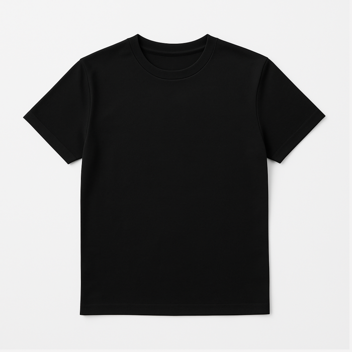 Black EMF and 5G shielding T-shirt for men, flat lay front view