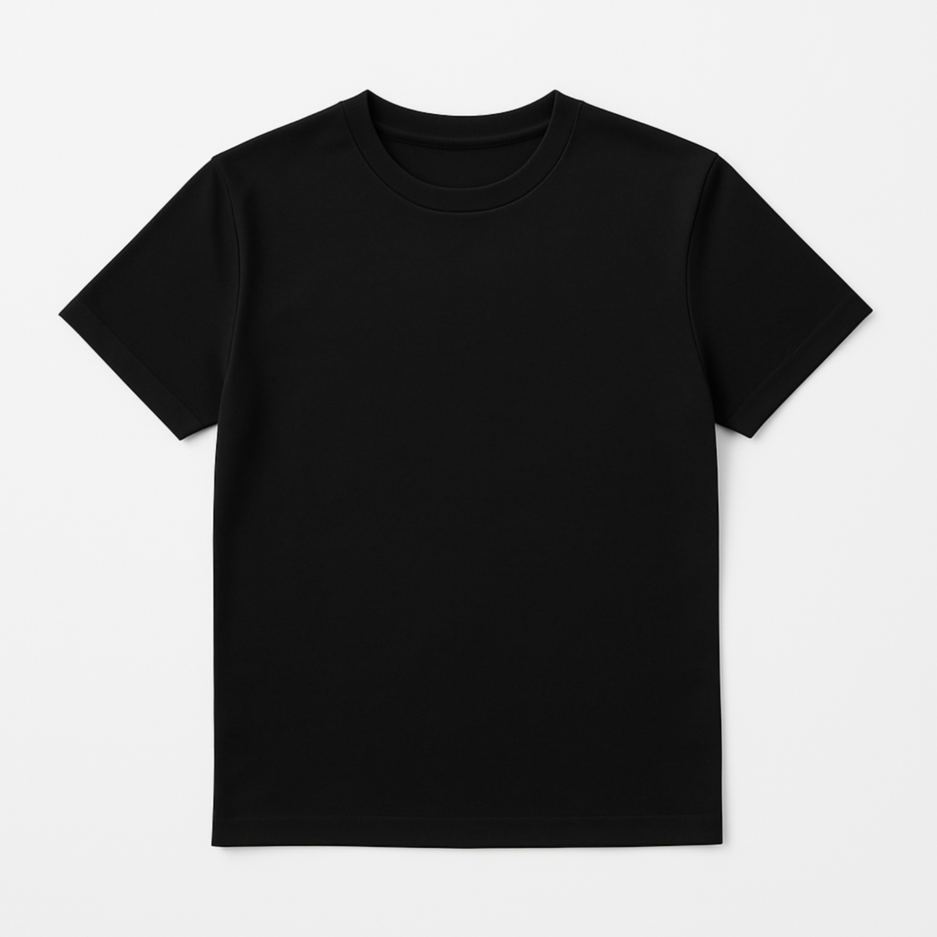 Black EMF and 5G shielding T-shirt for men, flat lay front view