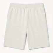 Birch white EMF shielding shorts laid flat on a neutral background, highlighting lightweight fabric and elastic waistband for comfort and mobility