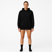 Woman wearing WOREMOR Active EMF 5G Shielding Hoodie in black