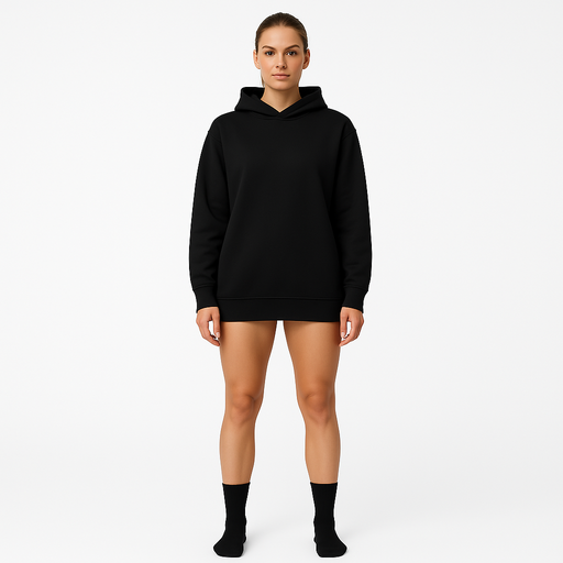 Woman wearing WOREMOR Active EMF 5G Shielding Hoodie in black