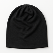 Black emf 5g shielding beanie on a white background