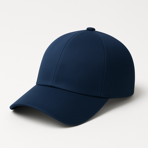 Side profile of navy EMF shielding cap highlighting fit and coverage