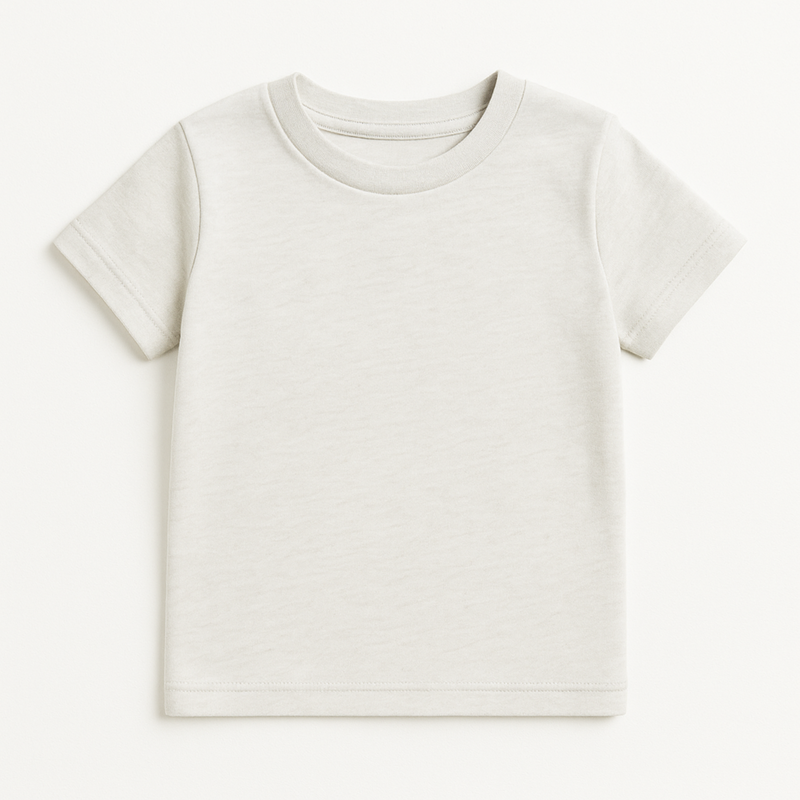 WOREMOR® children’s EMF & 5G shielding T-shirt, flat lay in birch