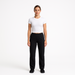 Model wearing women's EMF and 5G shielding pants in black