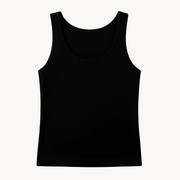 Women's EMF and 5G shielding tank top in black, flat lay front view