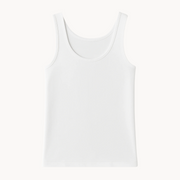 Women's EMF and 5G shielding tank top in white, flat lay front view