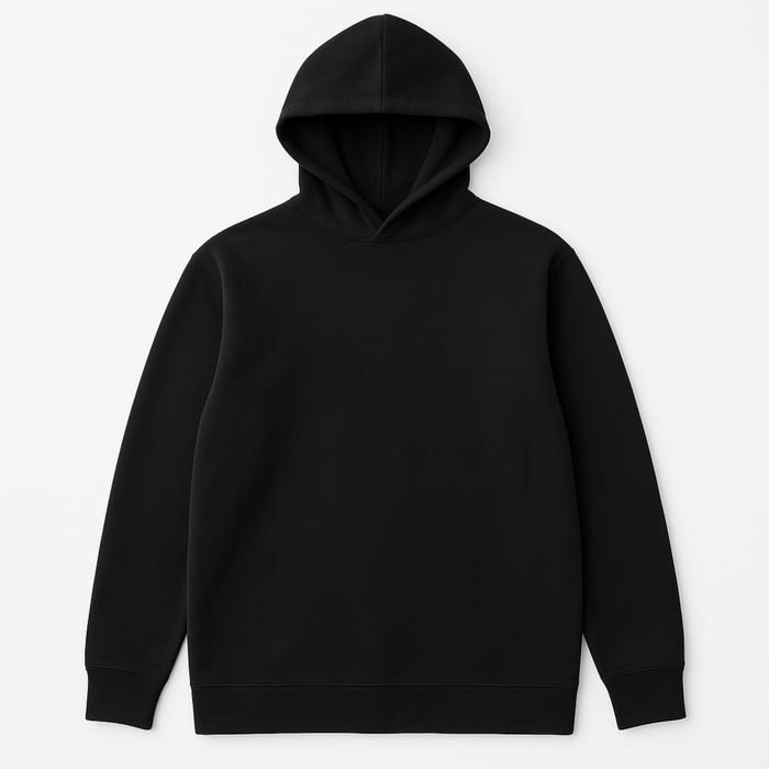 Unisex Back view flat lay of WOREMOR Active EMF 5G Shielding Hoodie in black