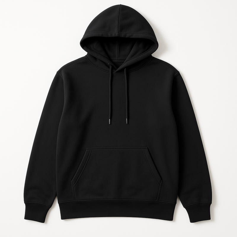 WOREMOR Lightweight Unisex EMF and 5G Shielding Hoodie in Black - Flat Lay Front View