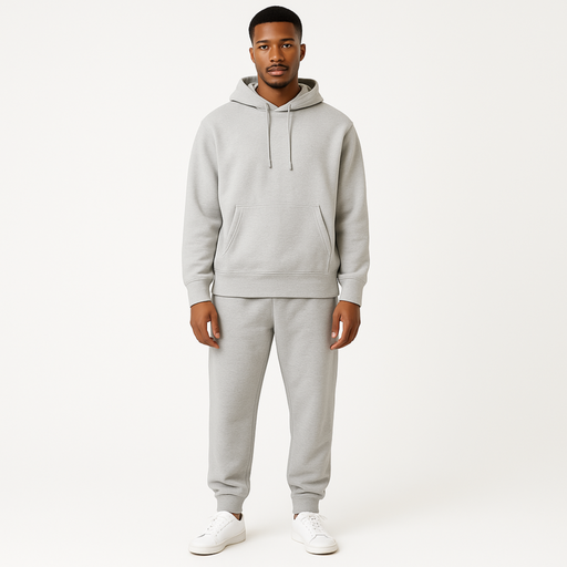 WOREMOR Lightweight Unisex EMF and 5G Shielding Hoodie in Light Heather Grey shown on male models