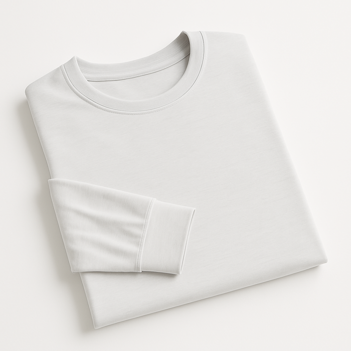 Flat lay of WOREMOR® birch long-sleeve EMF and 5G shielding shirt for men, back view