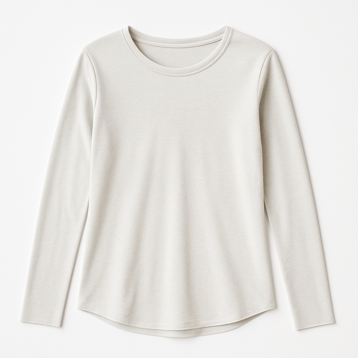 Flat lay of WOREMOR® men’s birch EMF and 5G shielding long-sleeve shirt, front view