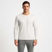 Male model in WOREMOR® birch EMF and 5G shielding long-sleeve shirt