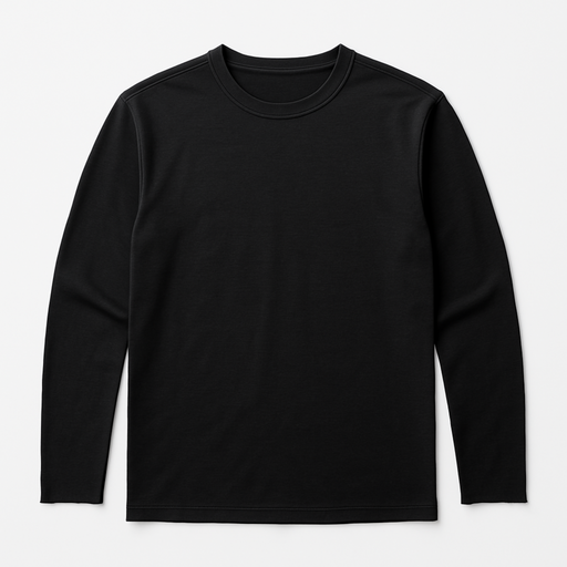 Flat lay of WOREMOR® black long-sleeve EMF and 5G shielding shirt for men, back view