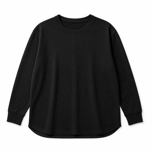 WOREMOR Flat lay of oversized black EMF shielding shirt, featuring silver fabric for protection from EMF and 5G