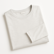 WOREMOR® Flat lay of birch white women’s EMF and 5G shielding long-sleeve shirt, front view