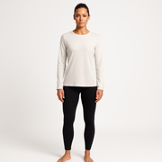 WOREMOR® Female model in birch EMF and 5G shielding long-sleeve shirt