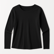 WOREMOR® Flat lay of black EMF shielding long-sleeve shirt for women, back view