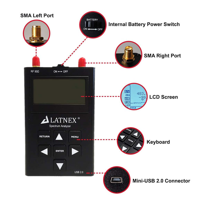 LATNEX® Spectrum Analyzer SPA-7G (15MHz - 6.1GHz/7.5GHz with license)