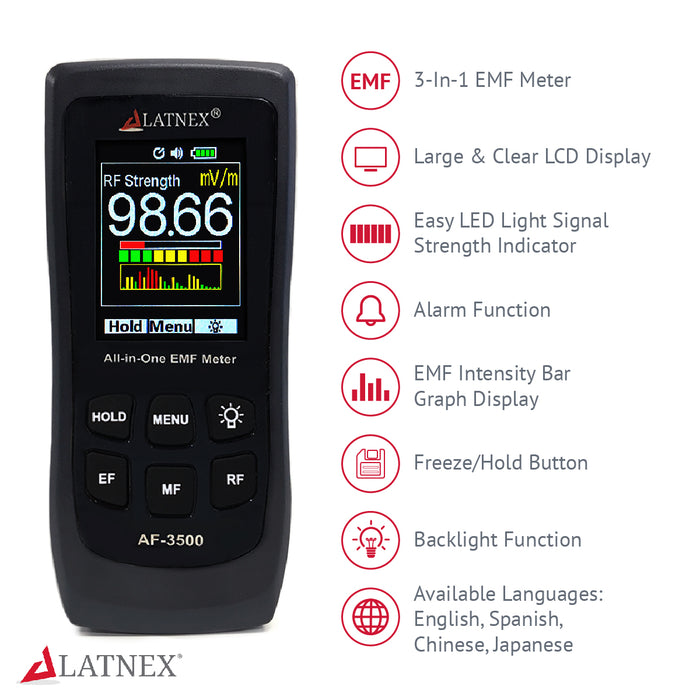 LATNEX® All-in-One EMF Meter AF-3500