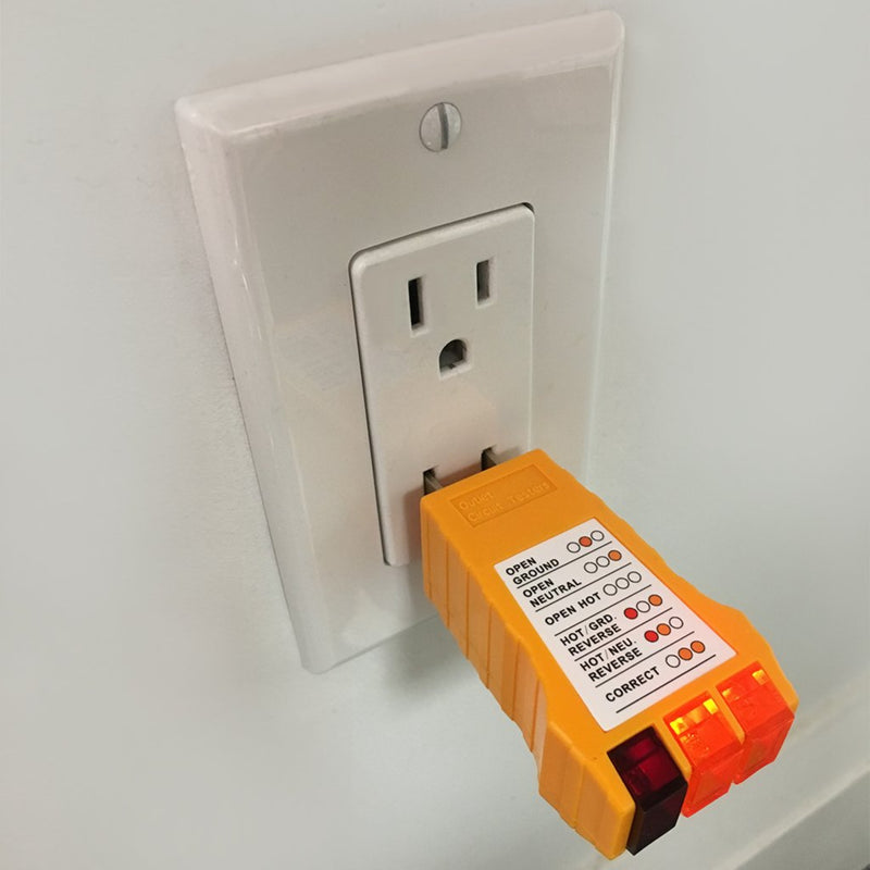Outlet Circuit Tester for 125VAC Circuits - Detects Faulty Wiring in 3 Wire Receptacle