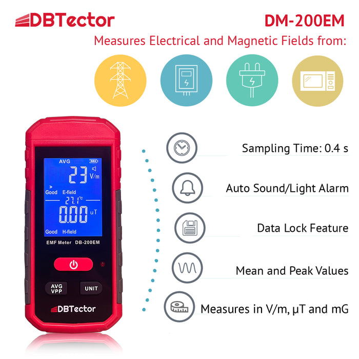 DBTector DB-200EM EMF Meter - Electric And Magnetic Field Meter