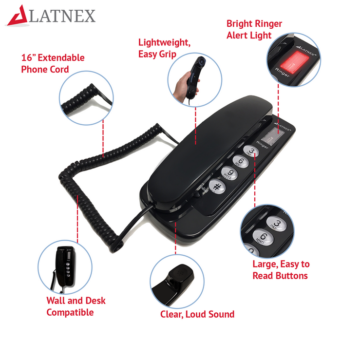 LATNEX EMF Free Corded Telephone LAT-P20