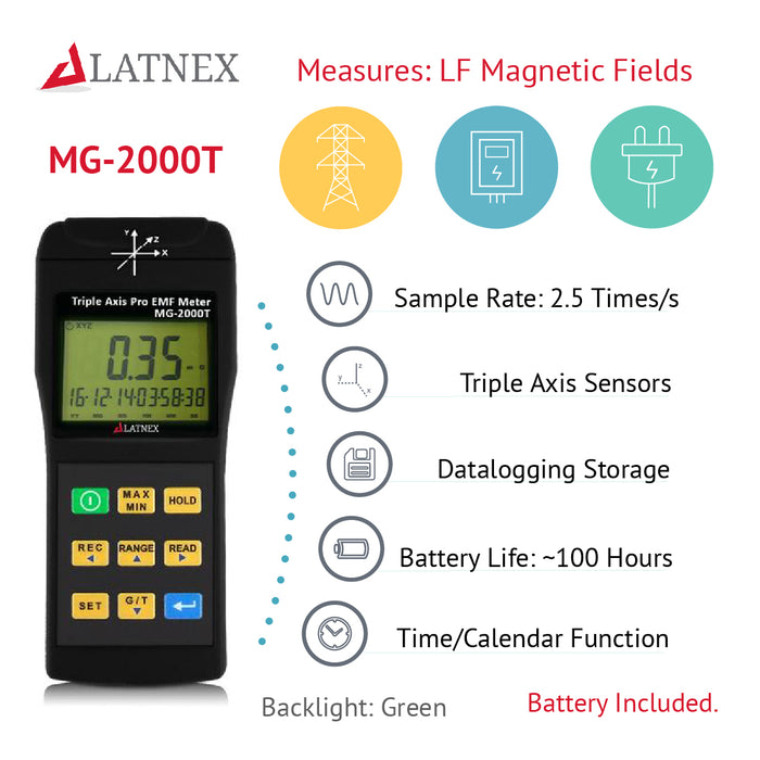 LATNEX® MG-2000T: Triple Axis Pro EMF Meter