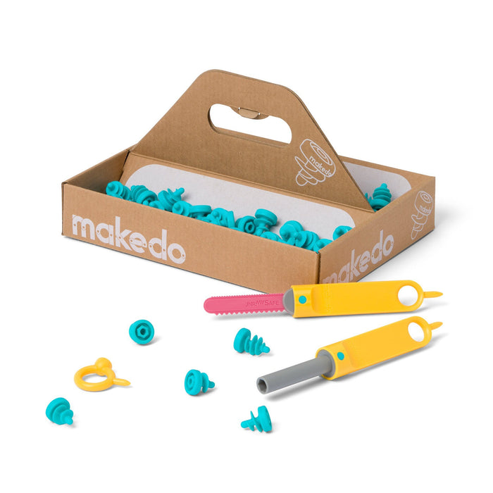 Makedo Explore JNR Toolbox - Cardboard Construction Tools for Kids - 50 Piece to
