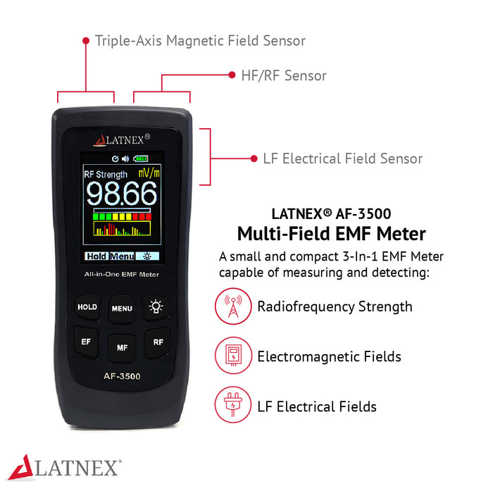 LATNEX® All-in-One EMF Meter AF-3500 Infogram